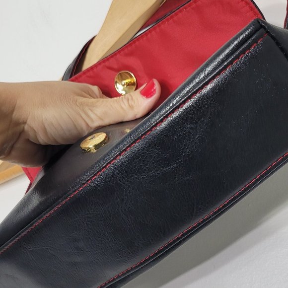 Victoria's Secret Women's Black Red Vegan Leather Mini Shoulder Purse Small Bag - Picture 3 of 12